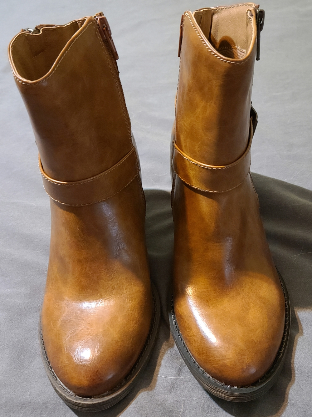 Jellypop Tan Leather Strap Ankle Boots